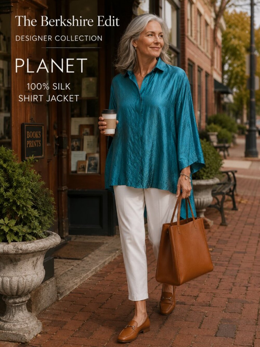 PLANET 100% Silk Oversized Boxy Shirt Jacket Teal One Size USA Made